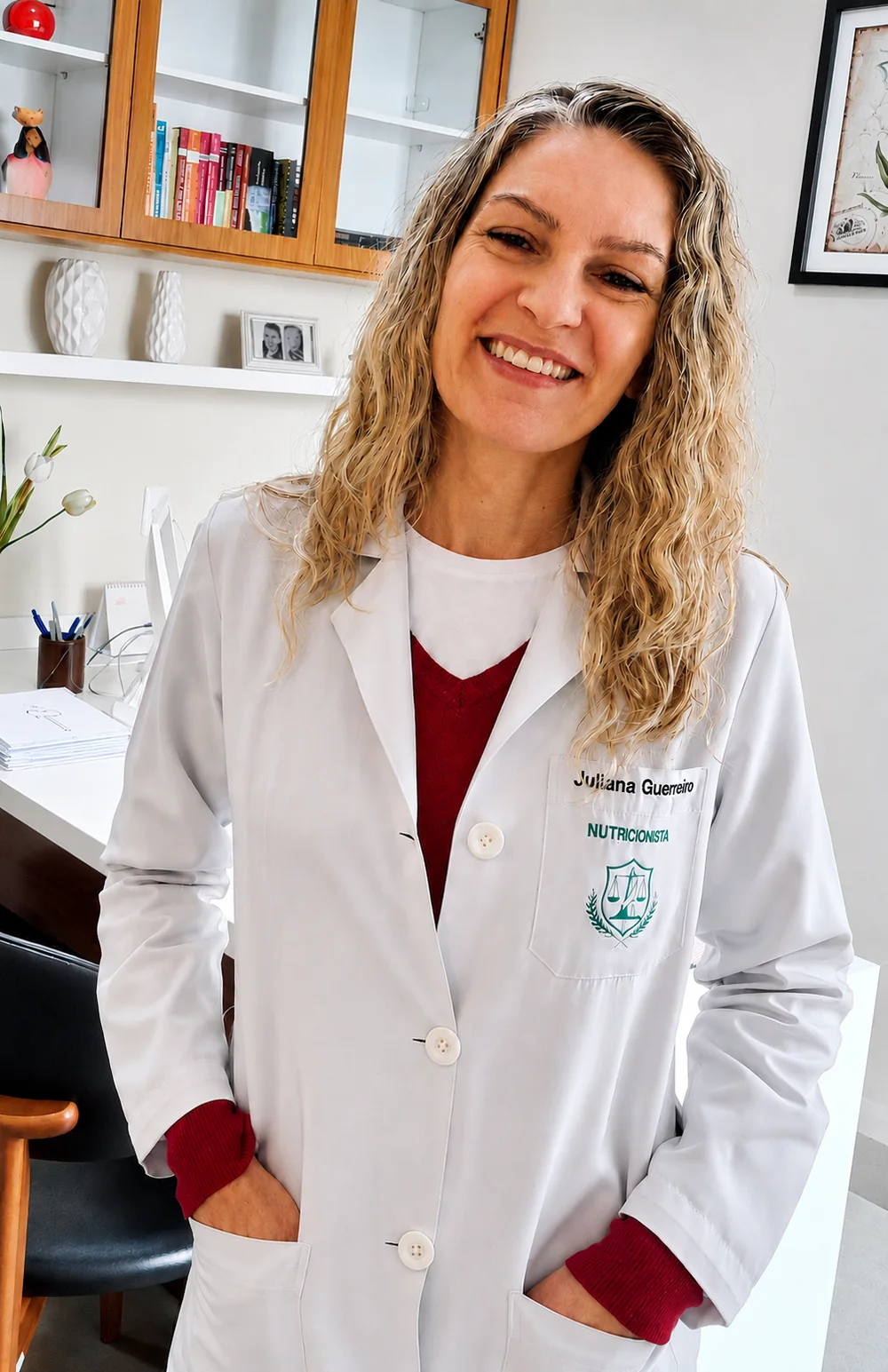 Juliana Guerreiro, nutricionista clínica funcional, em seu consultório em Dourados/MS